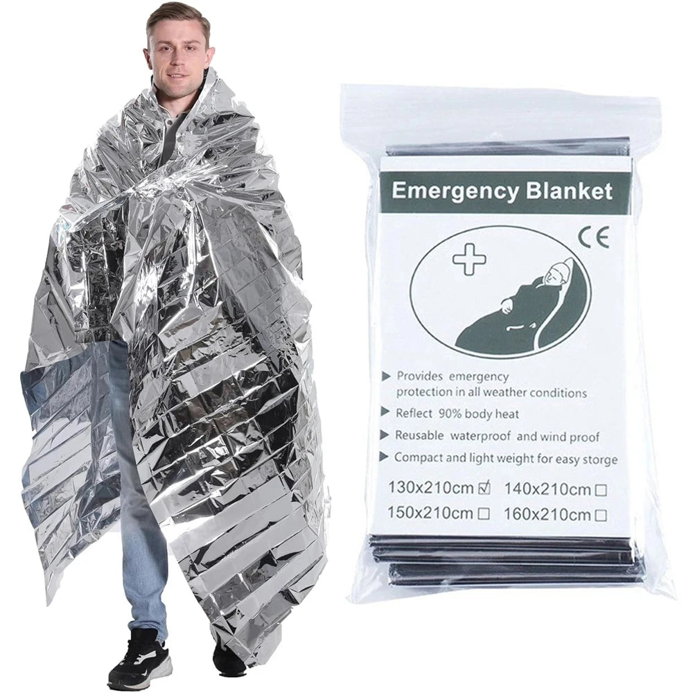 Survival Emergency Mylar Thermal Blanket Foil Space Blanket for NASA Body Warmer Outdoor First Aid Camping Gear Hiking Travel by Smarsty