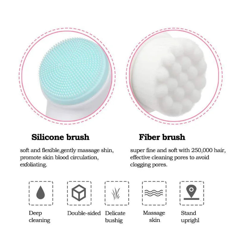 3D Double Sided Silicone Facial Cleansing Brush - Smarsty
