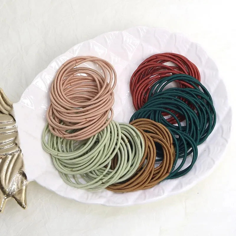 100Pcs Thin Hair Ties Elastic Bands No Crease Holds - Smarsty