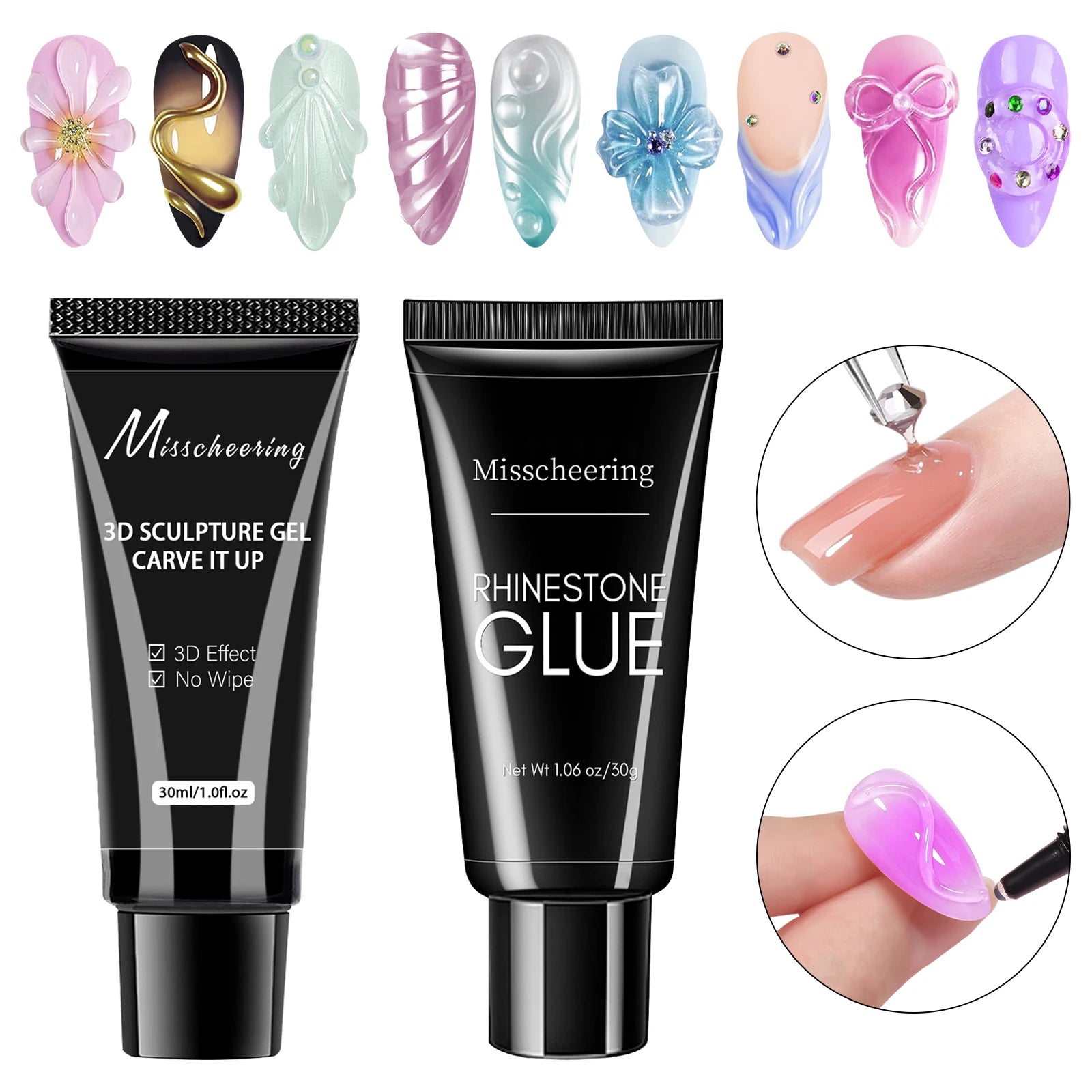 30g Nail Rhinestone Glue for Nails Super Strong Gel Nail Glue for Nail Charm 3D Nails Bling Gel Decoration Gem Nail Art Diamonds - Smarsty
