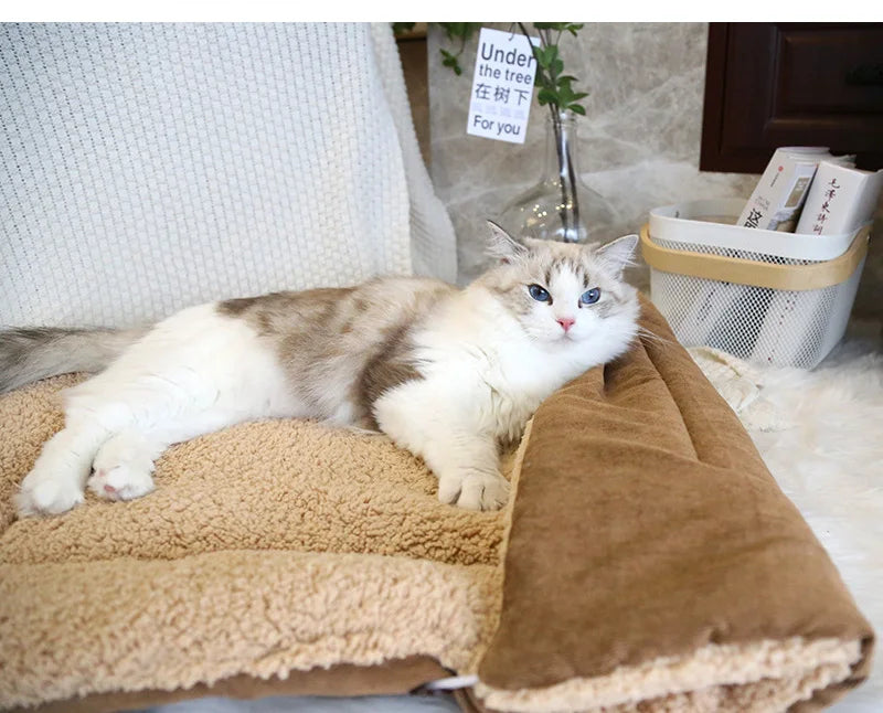 Warm Thickened Cat Bed Foldable Plush Pet Mat - Smarsty