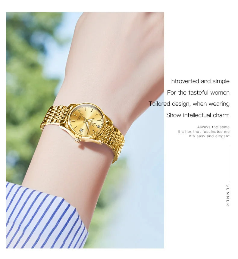 OLEVS Ladies Automatic Wristwatch Waterproof Stainless Steel - Smarsty