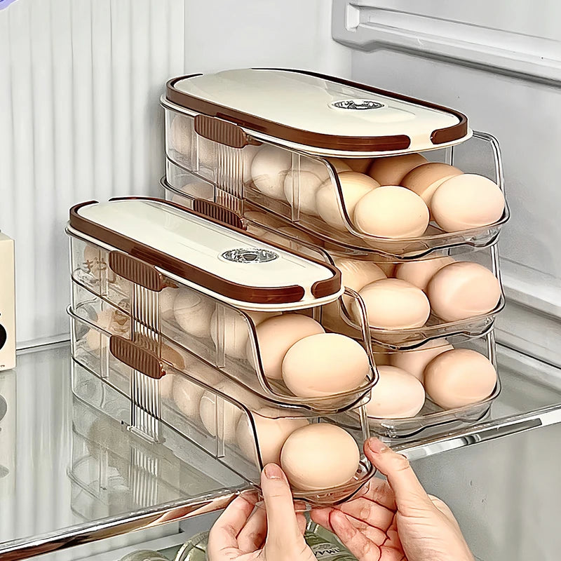 1PCS Home Refrigerator Egg Organizer Sliding Egg Carton Automatic Egg Roller Organizer Kitchen Countertop Egg Shelf by Smarsty