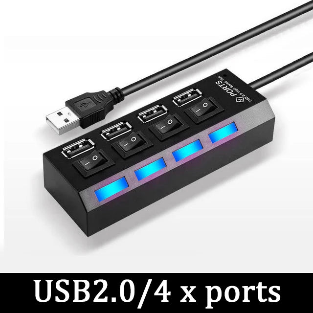 USB 3.0 Hub 4/7 Port Multiport Cable High Power Adapter