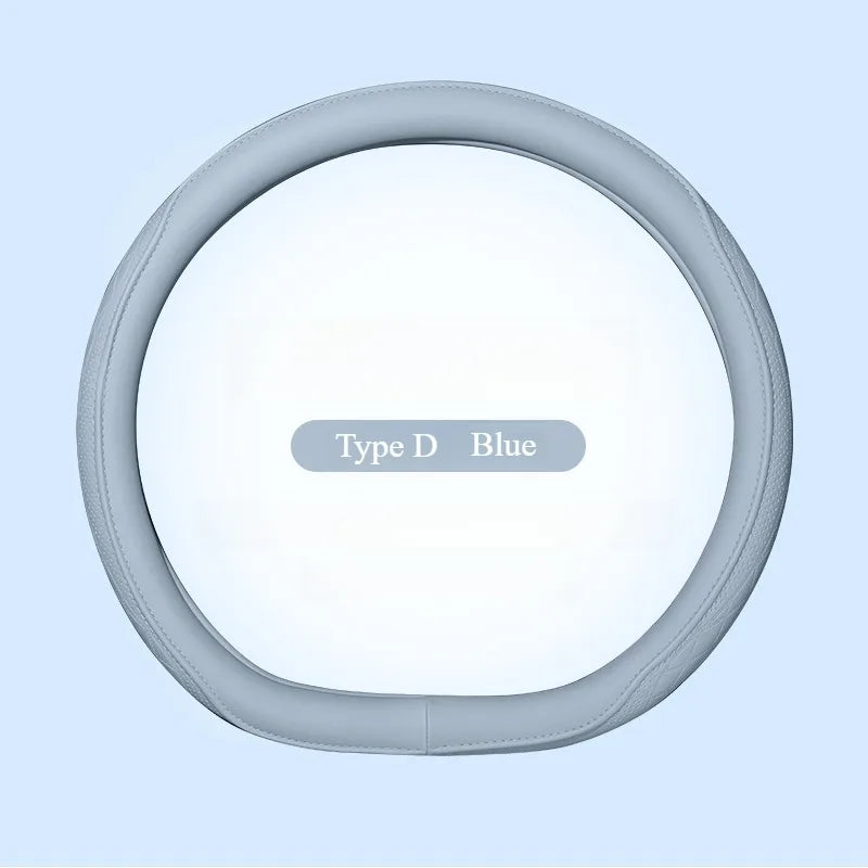 Napa Leather Perforated Patchwork Car Steering Wheel Cover, Non-slip, Breathable, Universal 15 Inch (Approx. 38cm)