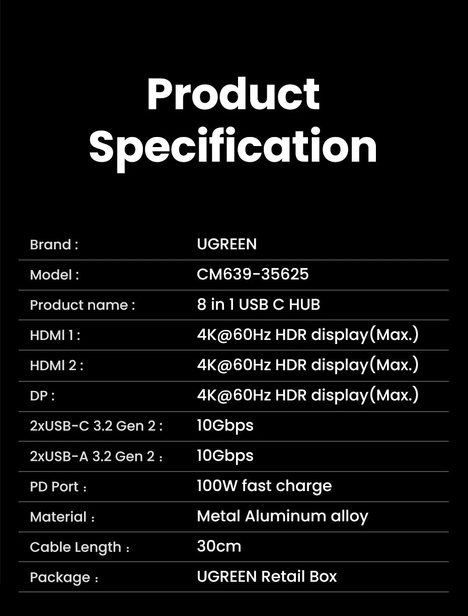 USB C Hub 4K HDMI DockingStation With 100W PowerDelivery