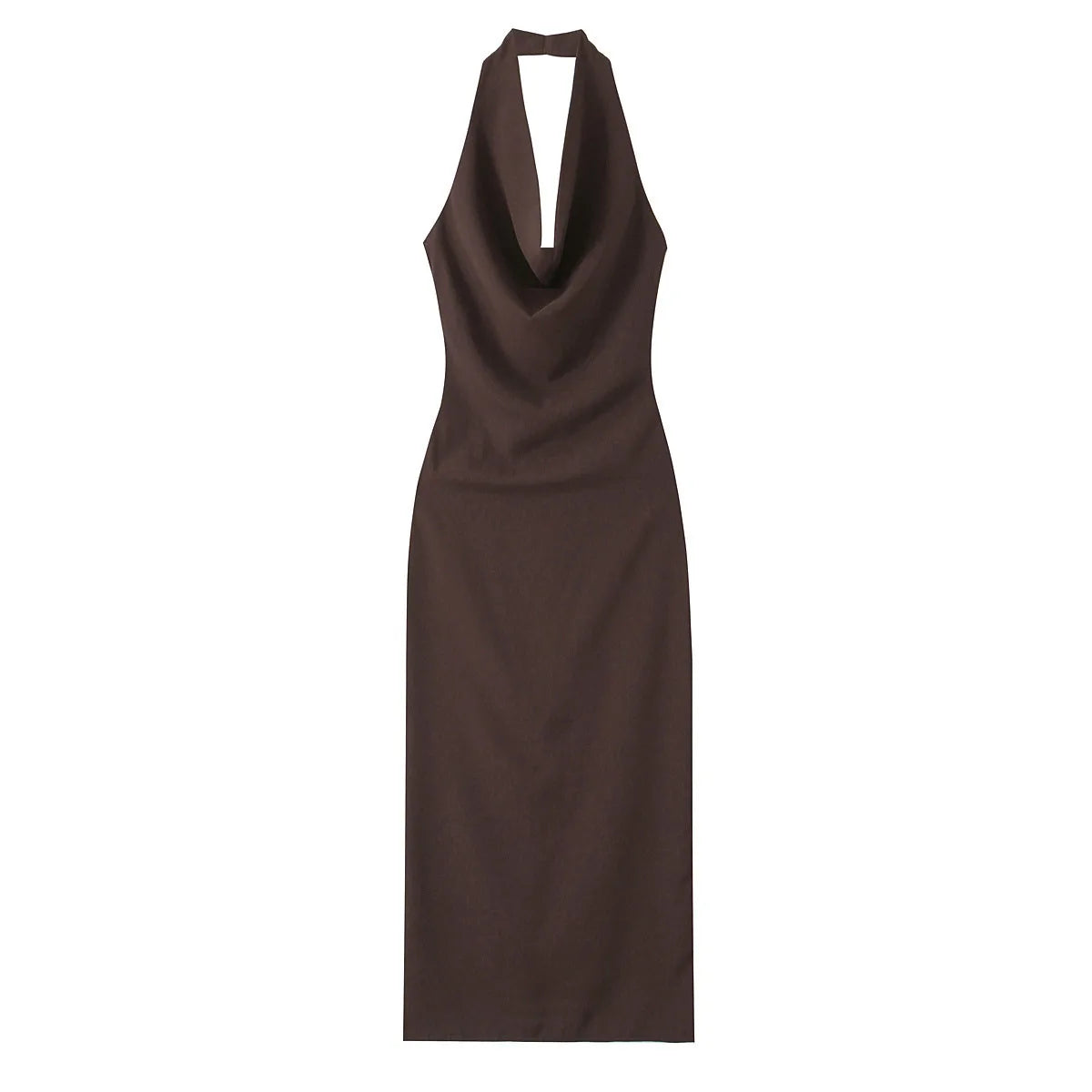 European And American Style Foreign Trade Women's Clothing New Style Temperament Draped Halter Neck Midi Dress