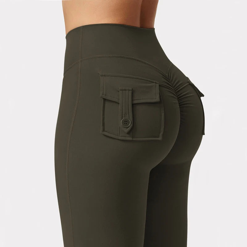 Newest Women Wide Leg High Stretch Yoga Leggings Naked Feeling Compression Fitness Workwear with pockets Yoga Pant - Smarsty