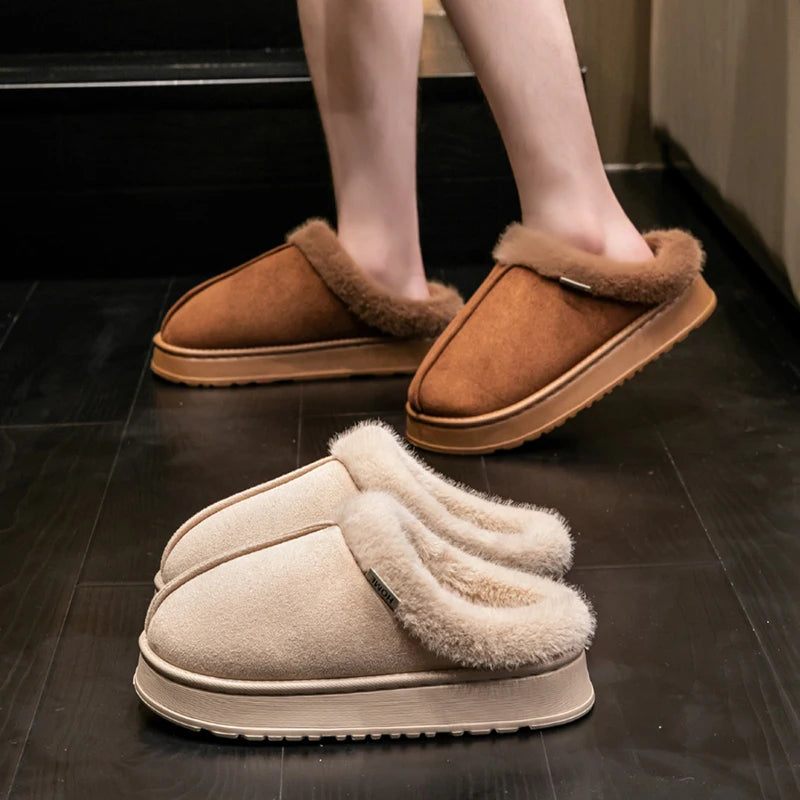 Women's Winter Slippers Non-Slip Indoor House Shoes, Plush Fleece Lined Warm Cotton Slippers with Soft Sole for Home Comfort - Smarsty
