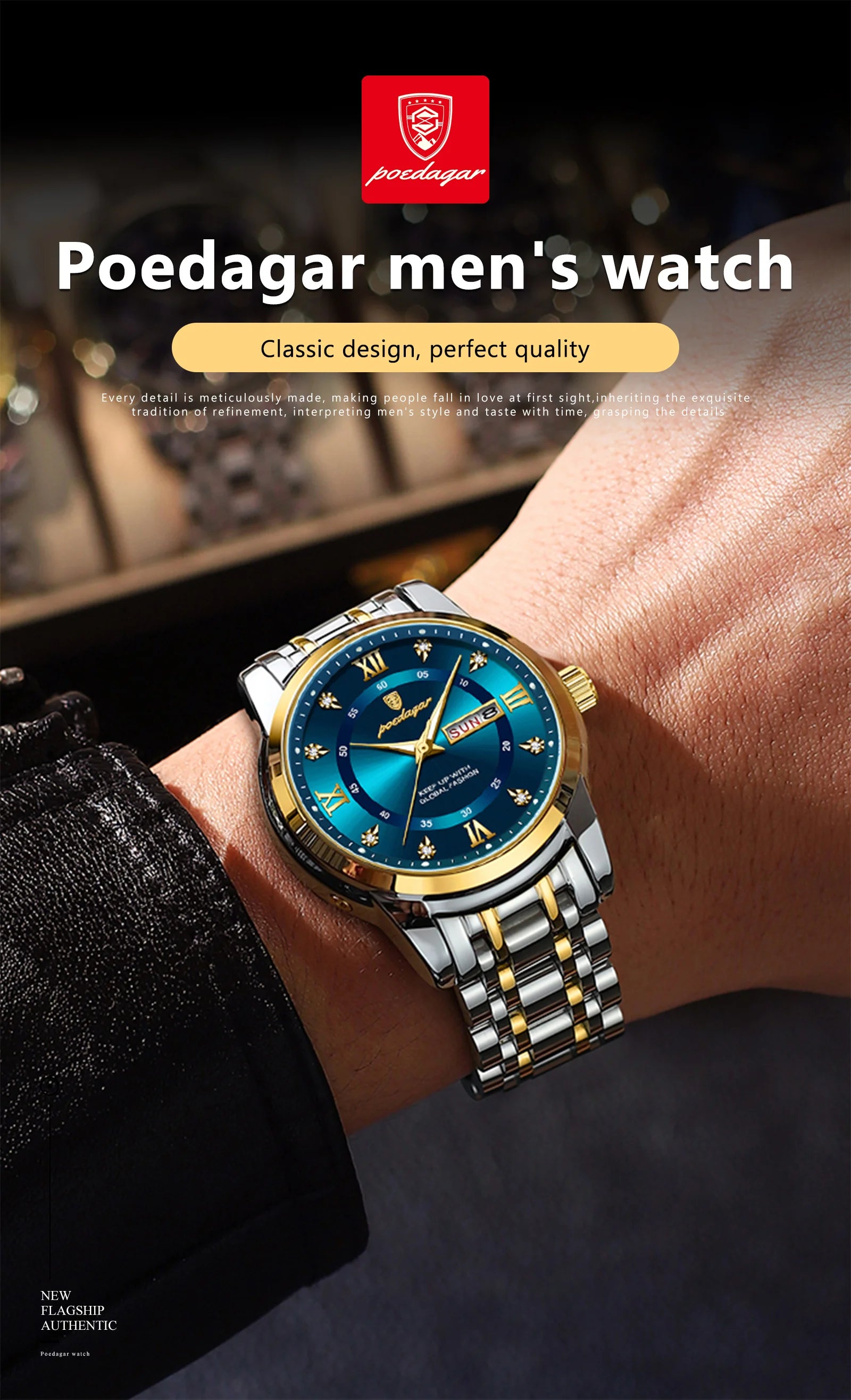 POEDAGAR Luxury Waterproof Men's Watch with Luminous Dial - Smarsty