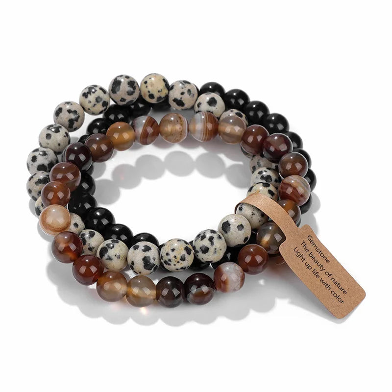 Natural Amethyst Crystal Beads Women's Bracelet Multi Layered Design - Smarsty