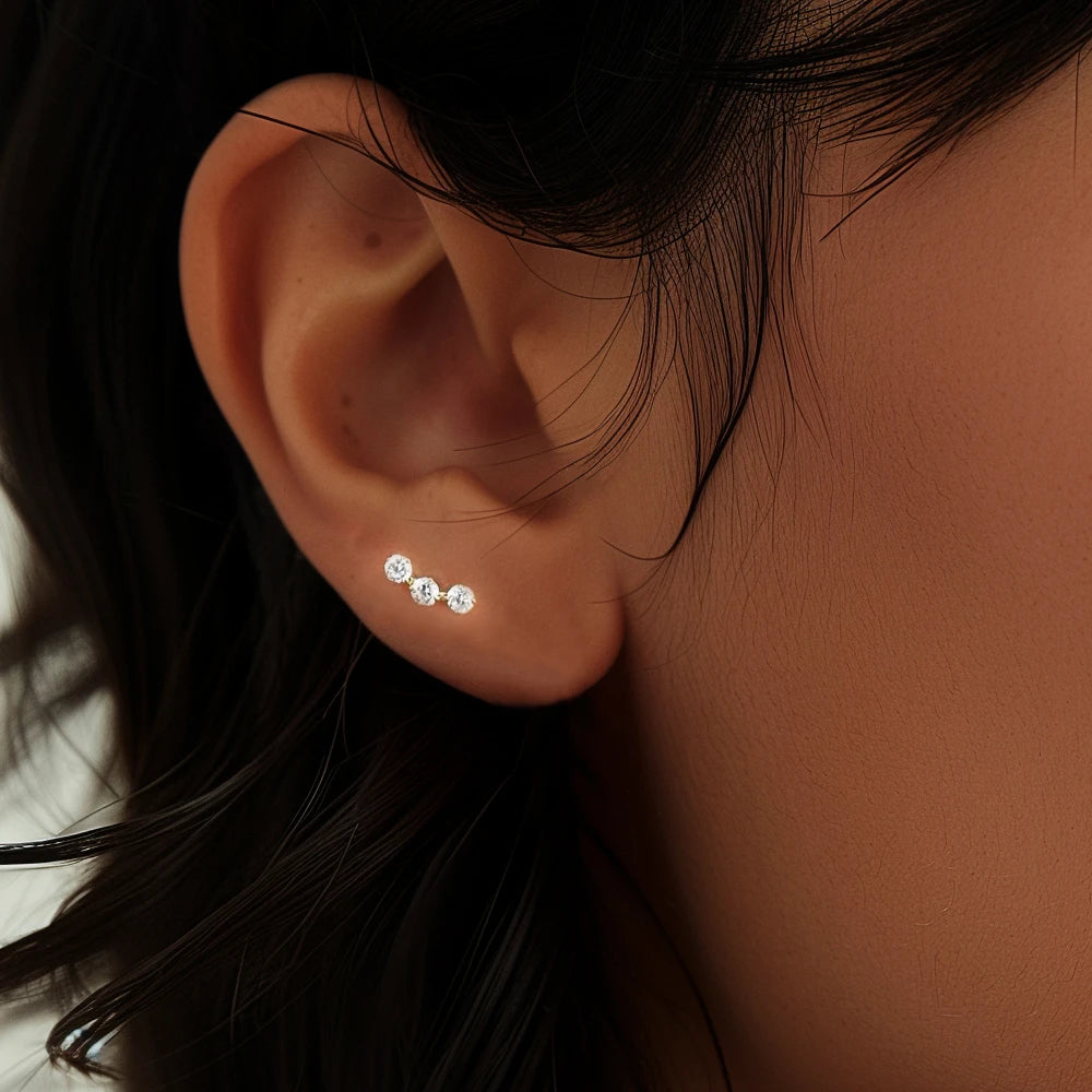 Sterling Silver Heart Zircon Stud Earrings Elegant Gift - Smarsty