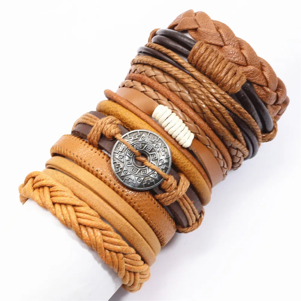 Handmade Black Leather Wrap Bracelets Set for Men and Women - Smarsty