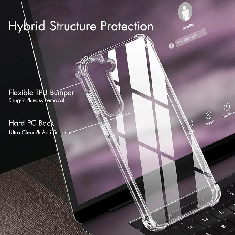 Smarsty Hybrid Shockproof Galaxy Clear Case With Anti Scratch Shield -