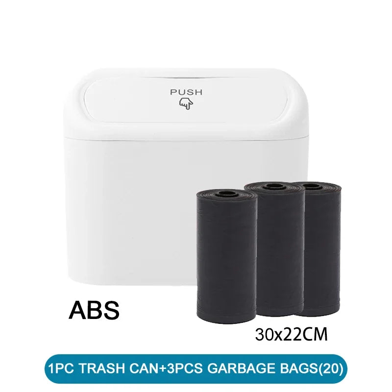 Car Trash Can (with Lid) Contains 60 (300) Garbage Bags, Small Car Trash Can, Leak-proof Mini Car Accessories - Smarsty