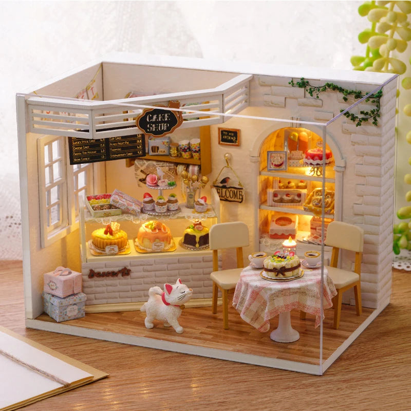 DIY Wooden Miniature Doll House Model Building Kits Small House Toy With Furniture For Children Gift Wooden Crafts Dollhouse by Smarsty