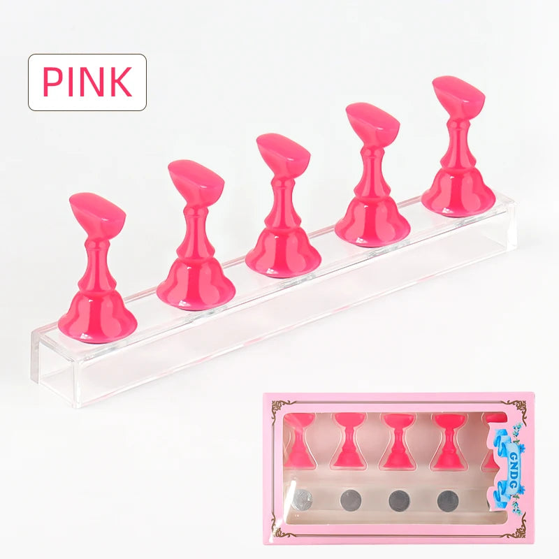 5pcs Magnetic Nail Tip Practice Holders with Crystal Base - Smarsty
