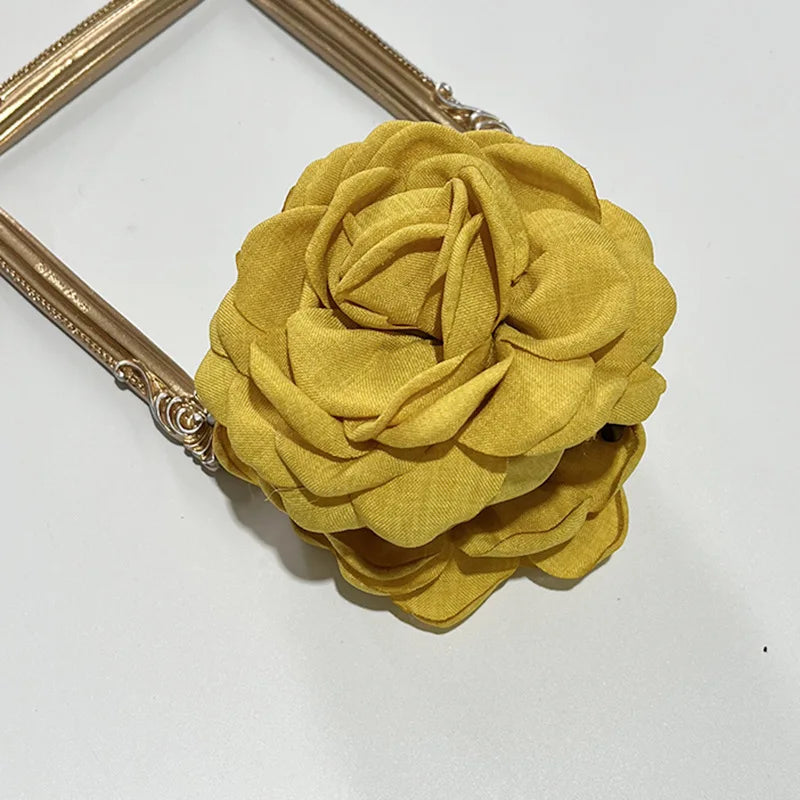 French Fabric Rose Hair Claw Clip Elegant Gift For Women - Smarsty