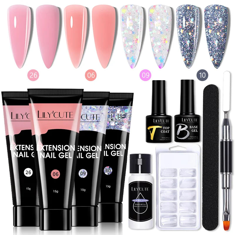 LILYCUTE Nail Gel Set with 6W LED Lamp for Quick Manicure - Smarsty