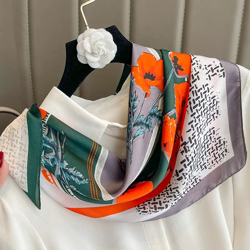 Satin Silk Square Scarf for Women Sun Protection - Smarsty