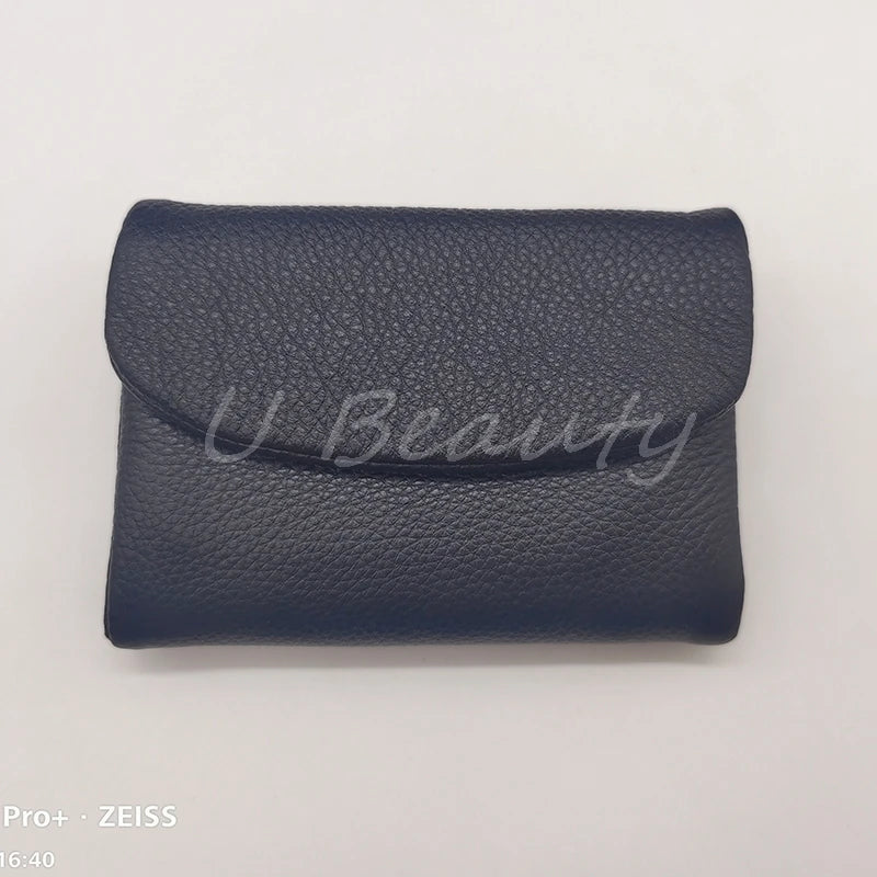 Coin Purse Genuine Cow Leather Short Wallet Trifold for Small Women's Purses Clutch Cowhide Card Holder Travel Card Wallets