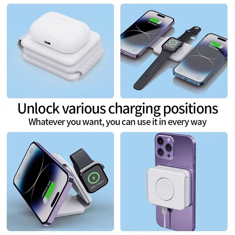 3 In 1 Wireless Charging Pad Foldable Desktop Charger - Smarsty