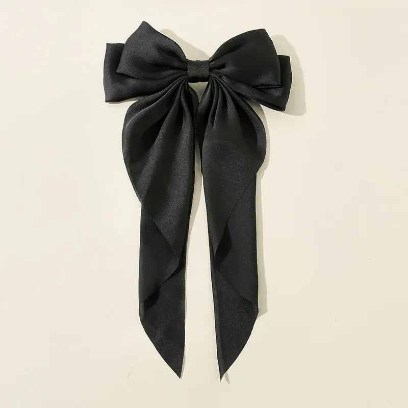 Korean Satin Hair Clips with Big Bowknot for Women - Smarsty