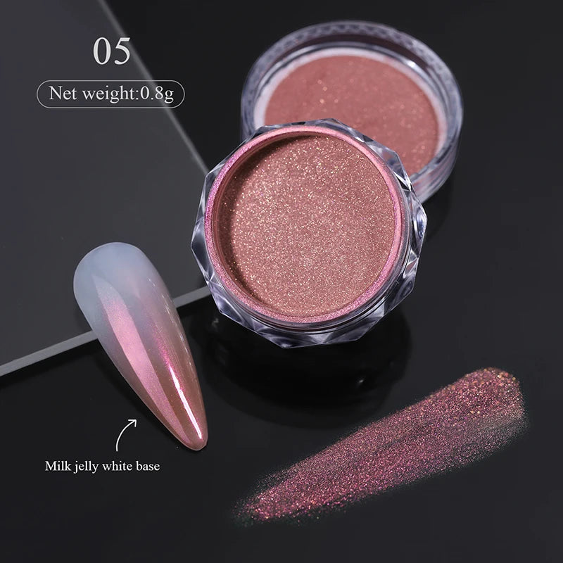 Aurora Pearl White Nail Glitter Powder for Stunning Designs - Smarsty