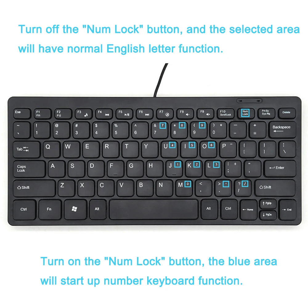Ultra Thin USB 2.0 Wired Keyboard Mini 78 Keys Multimedia
