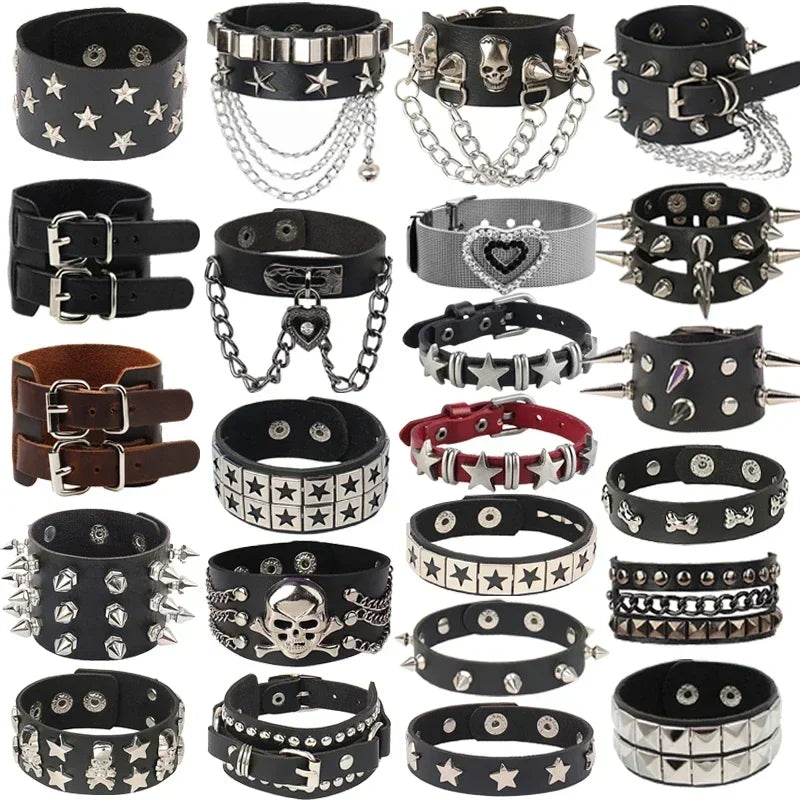 Punk Hip Hop Leather Skull Bracelet for Unisex Fashion - Smarsty