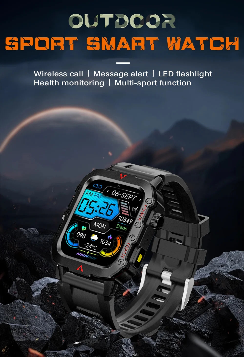 Men's Sports Smart Watch with Blood Oxygen Monitor - Smarsty