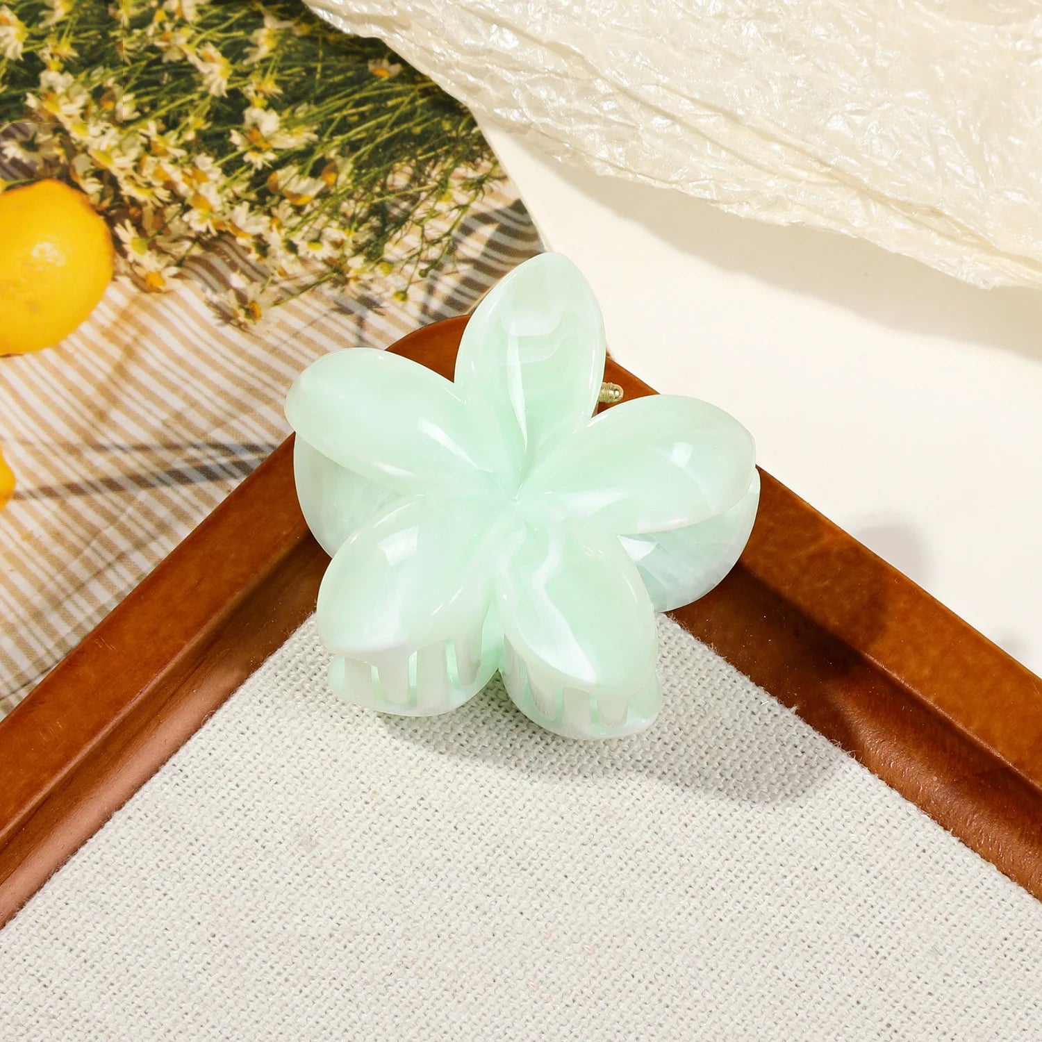 Hawaiian Gradient Marble Flower Hair Clips Small Lightweight - Smarsty