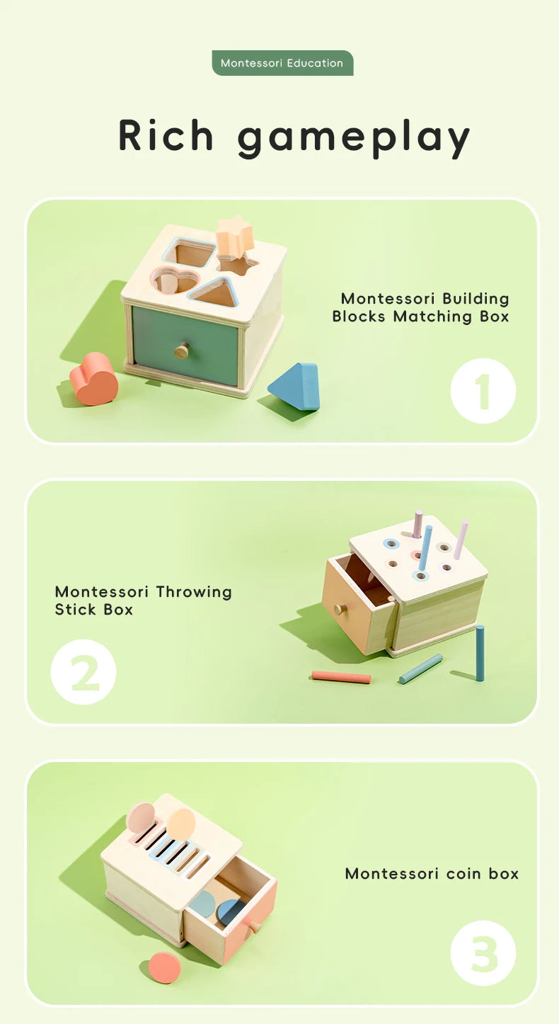 Wooden Color Shape Sorting Toys Drawer Box Busy Board Matching Game Fine Motor Sensory Toys Montessori Learning For Baby Gifts - Smarsty