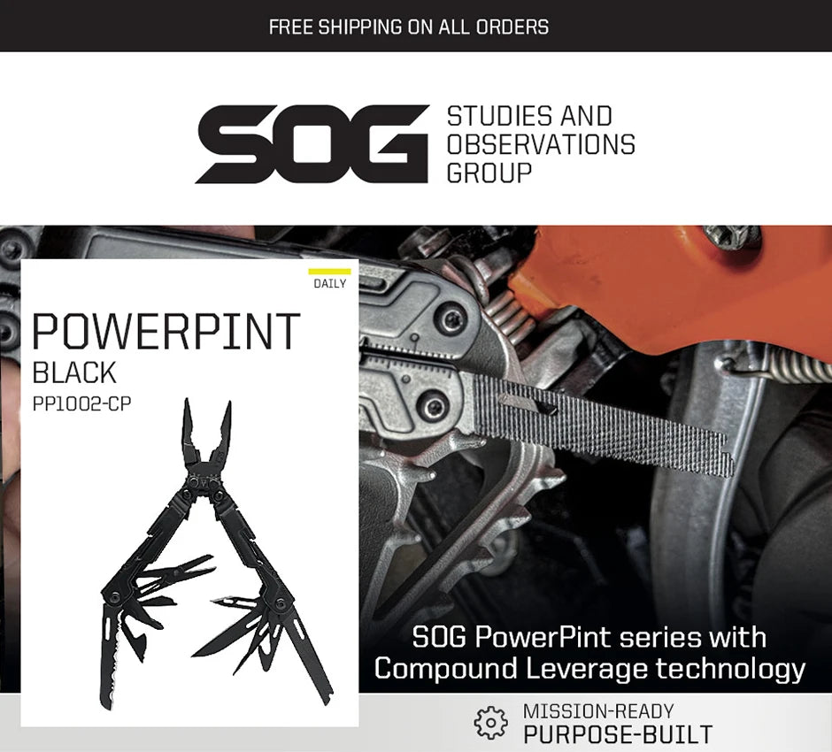 SOG PowerPint 18-in-1 Tactical Multi-Tool with Folding Pliers & Knife - EDC Pocket Gear for Outdoor, Hiking, Camping Survival