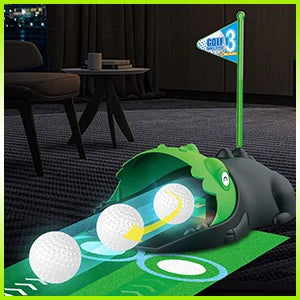 Kids Toy Golf Club Set with LED Automatic Ball Returner, Golf Putting Mat Toddler Mini Golf Game Sports Gift for 3+ Boys Girls