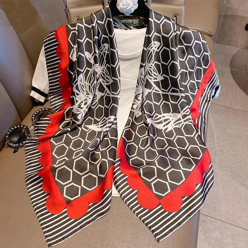 Luxury Women's Spring Polyester Scarf Soft Smooth Shawl - Smarsty