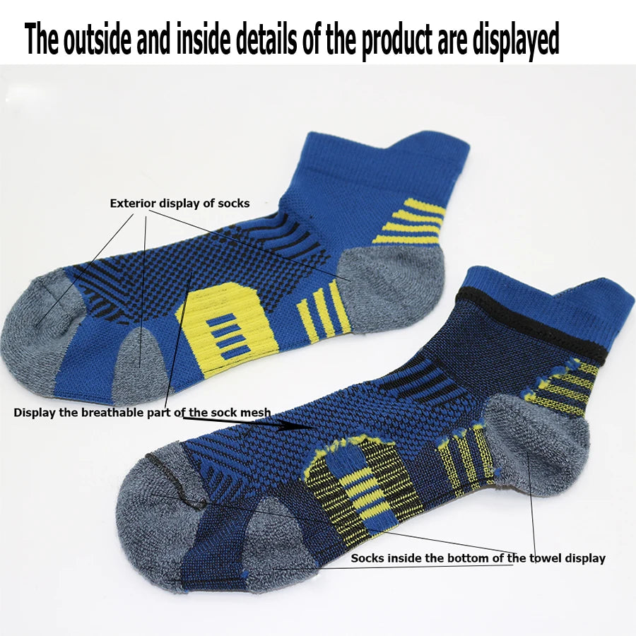 3Pair Professional Fitness Sports Socks Towel Bottom Non-Slip Running Socks Men Women Short Quick-Drying Basketball Training Sox - Smarsty