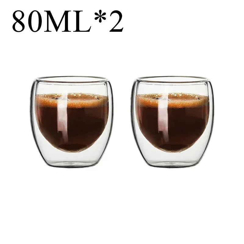Double Wall Borosilicate Glass Mugs Set Heat Resistant - Smarsty