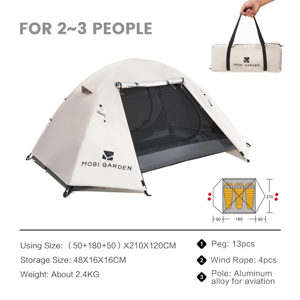 MOBI GARDEN Camping Backpacking Tent Waterproof Rainproof Hiking Silver Coated Sun Protection Easy Set Up by Smarsty