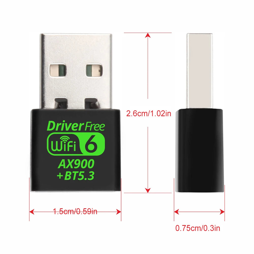 USB WiFi 6 Bluetooth 5.3 Adapter USB WiFi Network Wireless Wlan Receiver Dual Band 2.4/5.8GHz Mini USB WiFi Dongle Driver Free