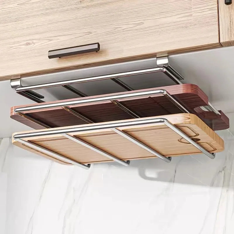 Under Cabinet Cutting Board Organizer Holder Kitchen Hanging Chopping Board Pot Lid Kitchenware Storage Rack Stainless Steel by Smarsty