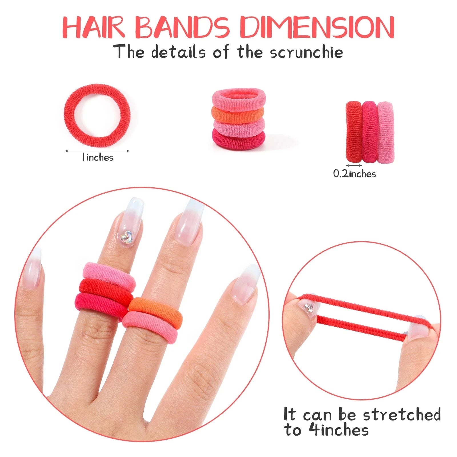 100 Pack Colorful Nylon Hair Ties For Kids Gentle Soft - Smarsty