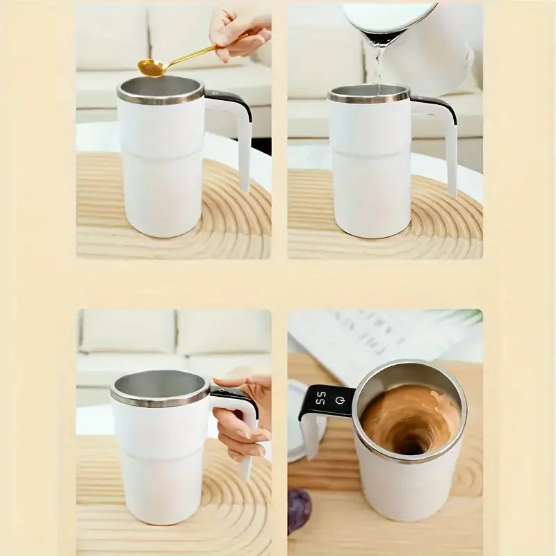 Smart mixing coffee cup LED display|USB charging|magnetic mixing function - Smarsty