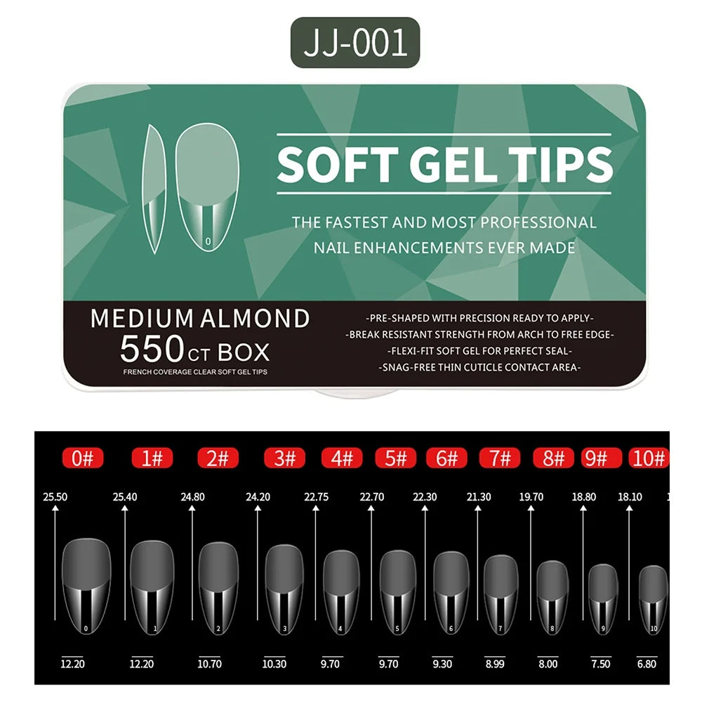 550pcs Matte Almond Coffin Nail Tips for DIY Manicure - Smarsty