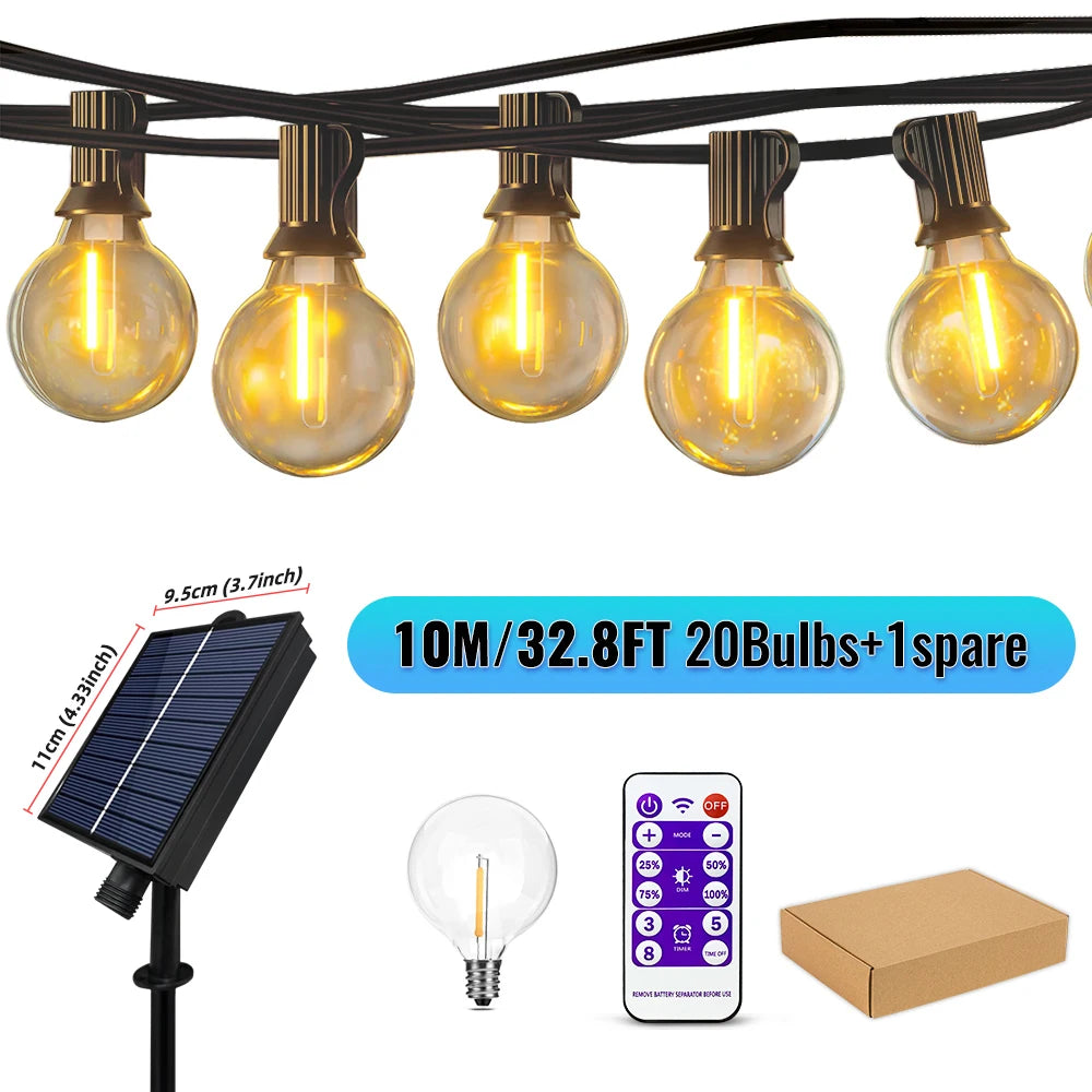 Mexllex 15.5M G40 Solar String Lights Outdoor with 8 Light Modes - Smarsty