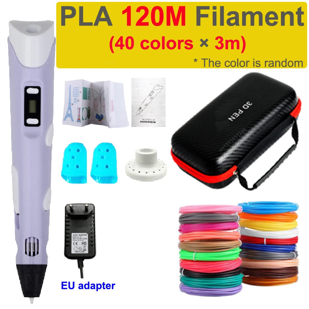 3D Pen 3d Printing Pen Children DIY Drawing Pens PLA Filament Birthday Christmas Boys Girls Gift For Kids With Travel Case - Smarsty