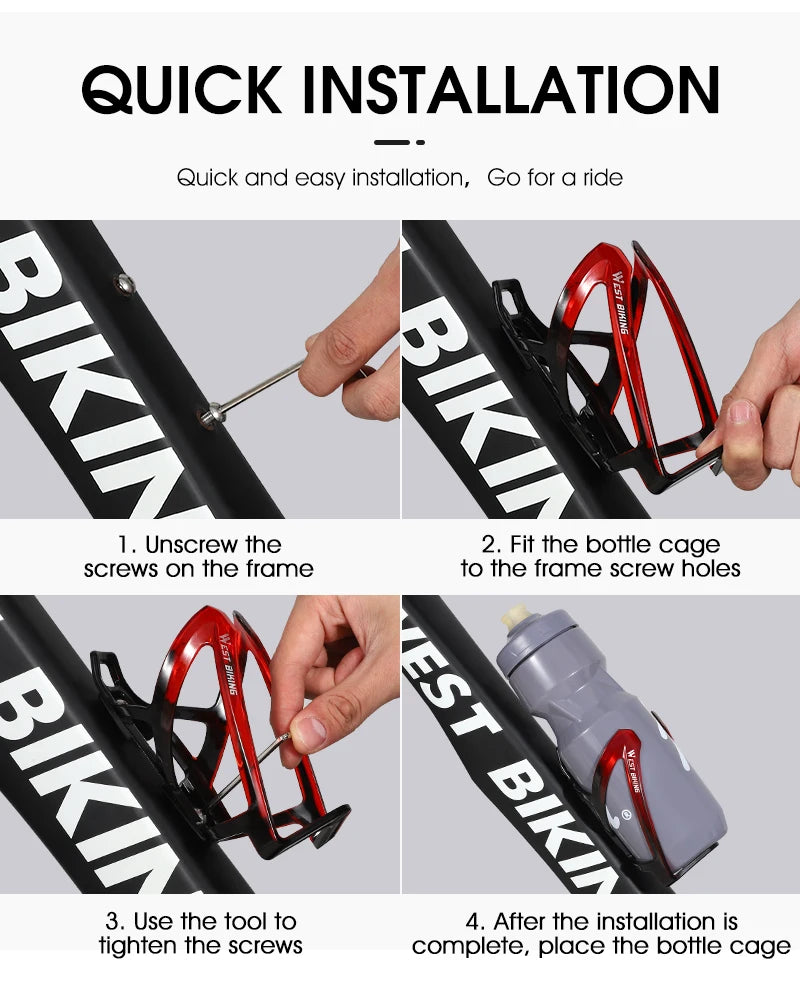 WEST BIKING Bicycle Water Bottle Cage Colorful Gradient Cycling Bottle Holder Ultralight MTB Road Bike Water Bottle Bracket - Smarsty