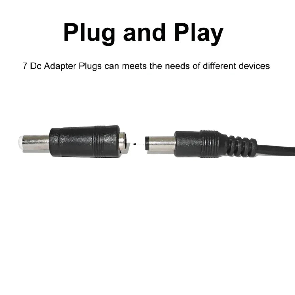 Universal Power Cable USB to DC 5.5 * 2.1mm Jack 5V Charging Cord with 8 Selectable Connector Tips for CCTV Cameras TV Box - Smarsty