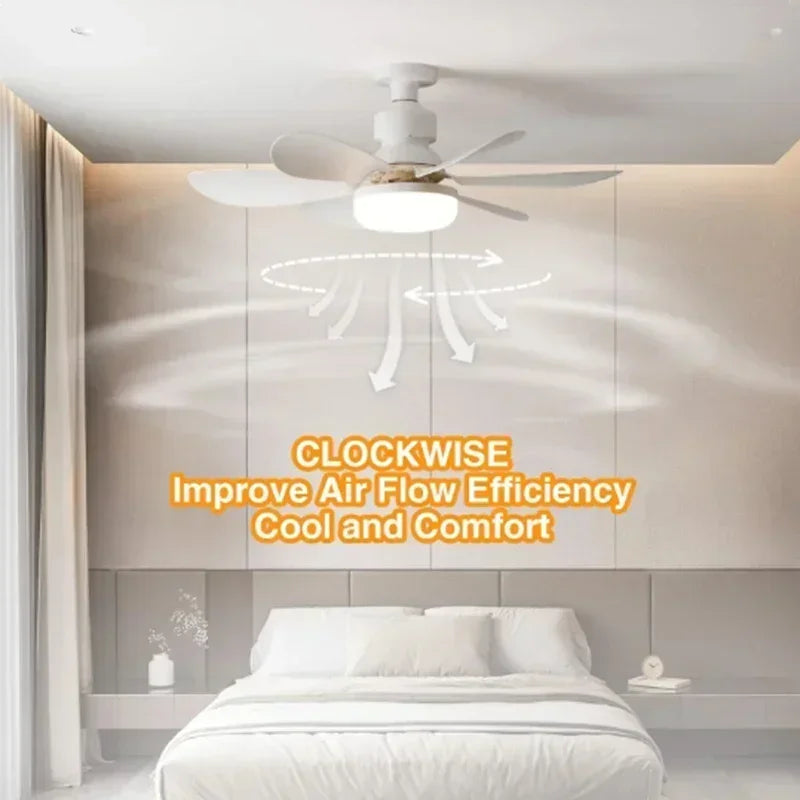 Ceiling fan light E27LED40W Strong wind 85-265V silent electric ceiling fan light remote control 85-265V living room kitchen