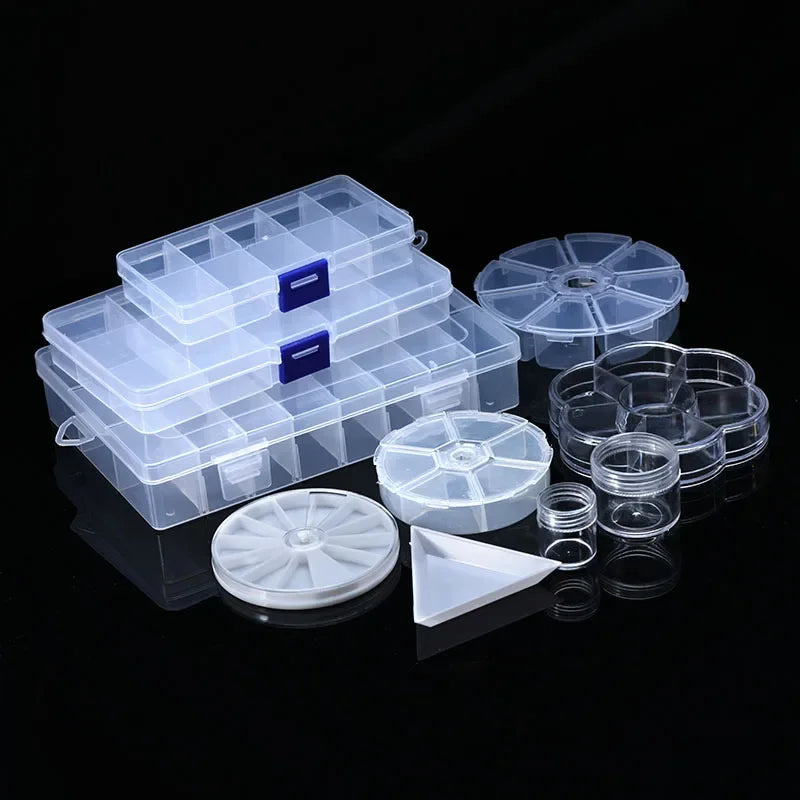 Transparent Plastic Jewelry Storage Box with Adjustable Compartments - Smarsty